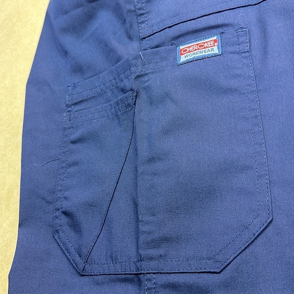 Cherokee Workwear Navy Scrub Bottoms Polyester Cotton Blend Style 4020 Small - Picture 4 of 7